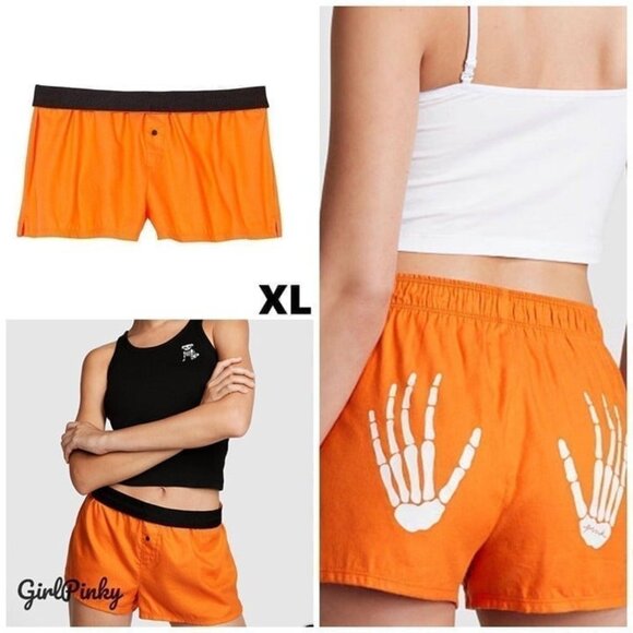 victoria secret PINK shorts HALOGEN ORANGE SLEEP BOXY 2023 COLLECTION SIZE XL - Picture 1 of 7